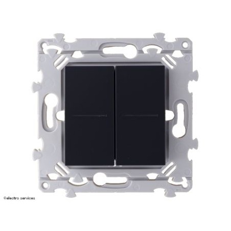 Double interrupteur ou bouton poussoir à voyant Hager Essensya WE045A anthracite