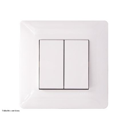 Double poussoir complet Hager Essensya Blanc