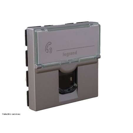 079465 Prise RJ45 Catégorie 6 FTP Mosaic Legrand 2 modules Aluminium