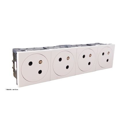 077144L Prise 4x 2P+T Surface à raccordement latéral Mosaic Link Legrand Blanc