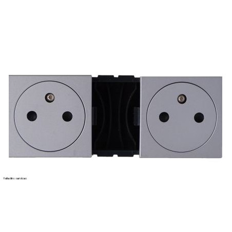 079344 Double prise de courant 2P+T Surface Mosaic Legrand Aluminium