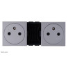 079344 Double prise de courant 2P+T Surface Mosaic Legrand Aluminium