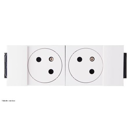 077102L Prise double 2x2P+T Surface pour goulotte à clippage direct Mosaic Legrand Blanc
