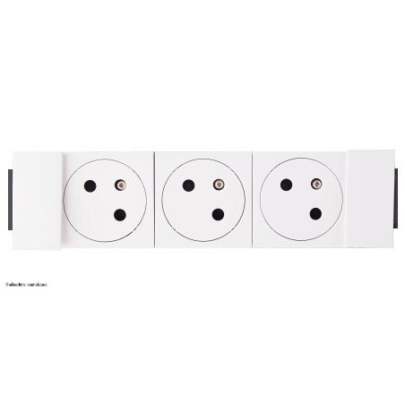 077103L Prise triple 3x2P+T Surface Soluclip pour goulotte à clippage direct Mosaic Legrand Blanc