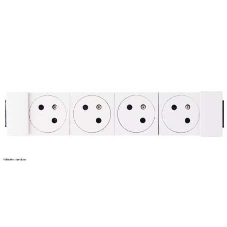 077104L Prise quadruple 4x2P+T Surface pour goulotte à clippage direct Mosaic Legrand Blanc